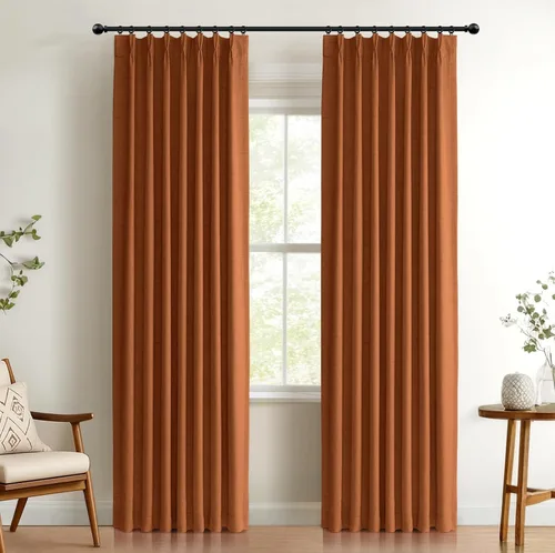 Miniatura 31 de 100% Blackout Shield Cortinas opacas con textura y aspecto de lino de 72 pulgadas de largo, juego de 2 paneles de cortinas opacas de lino sintético