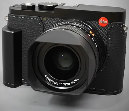 LIM'S Genuino Italia cámara de cuero medio caso metal agarre placa cola de milano para Leica Q3 [negro]