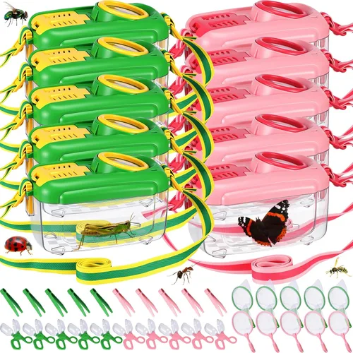 Miniatura 11 de Halloscume 4 juegos de atrapasueños para niños, estudiantes, kit de captura de insectos coleccionista de insectos con casa, red de mariposas