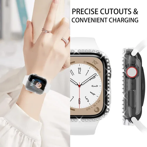 Miniatura 4 de 4 Pack Fundas Brillantes para Apple Watch SE 3/SE 2/SE/6/5/4 44mm, Funda Protectora de Diamantes y Brillantes con Protector de Pantalla de Vidrio