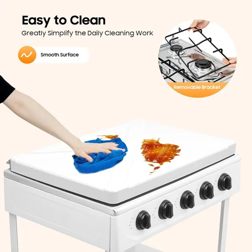 Miniatura 7 de Estufa de gas natural con 4 quemadores, estufa de gas natural portátil con soporte para patas, estufa para RV, apartamento, cocina al aire libre
