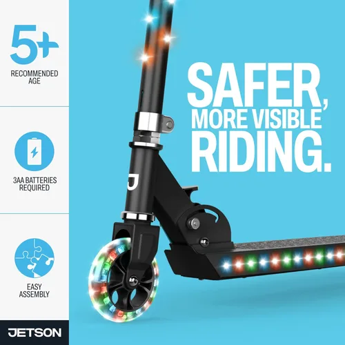 Miniatura 6 de Jetson Kids Jupiter patinete de 2 ruedas con luz LED para niños, luces LED en el manillar, la columna, las ruedas y la plataforma, manillar Júpiter