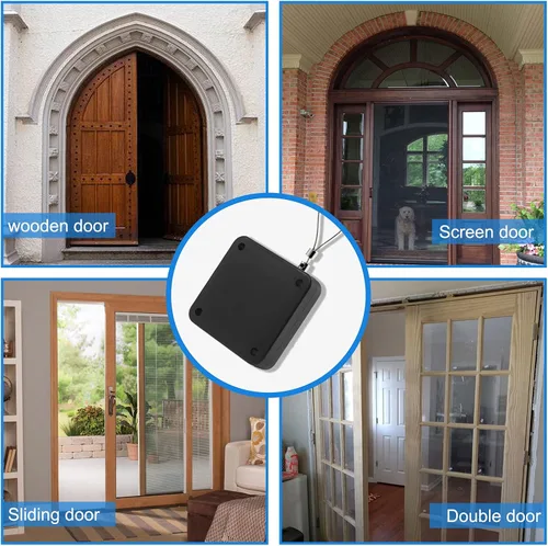 Miniatura 7 de Juego de 2 cierrapuertas con sensor automático sin perforaciones, multifuncional, con cordón, para residencial, comercial, dormitorio, habitación