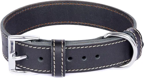 Miniatura 2 de Collar de perro de cuero genuino, collar de perro de cuero ajustable para perros pequeños y grandes (XS: cuello de 7.9 a 11.8 pulgadas, marrón)