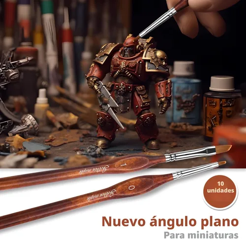 Miniatura 3 de Golden Maple Pinceles de pintura de modelo en miniatura, 10 piezas, juego de pinceles de pintura de microdetalle, pequeños pinceles de detalles