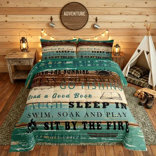 Miniatura 28 de Juego de ropa de cama King para casa del lago, juego de edredón de paleta de madera retro para regalos para amantes del lago, inserto de edredón