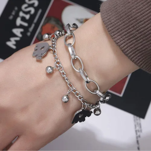 Miniatura 2 de Pulsera de acero inoxidable con colgante de mariposaelefanteconejos