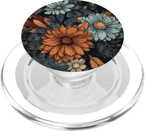 Miniatura 8 de Floral chill pattern fall flowers en la base negra PopSockets intercambiable PopGrip