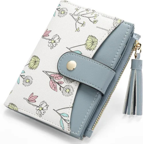 Miniatura 7 de yiijay Billetera pequeña para mujer, con bloqueo RFID, plegable, delgada, de cuero, para tarjetas de crédito, billetera pequeña con bolsillo