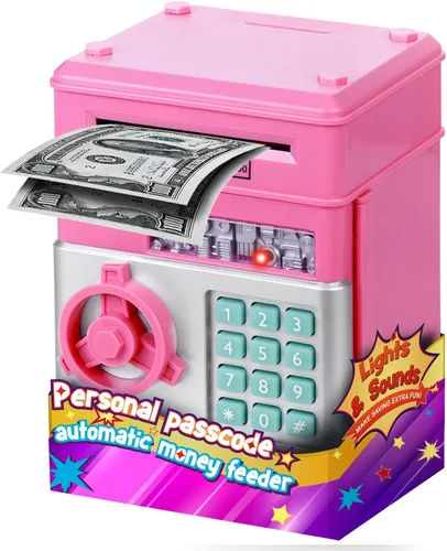 Miniatura 17 de Refasy Alcancía para dinero en efectivo, cajero automático, banco electrónico de monedas para niños de 3 a 12 años, caja de ahorro de dinero, mini