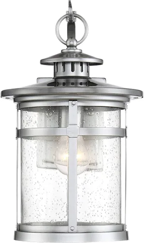 Miniatura 5 de Franklin Iron Works Callaway - Lámpara de pared industrial moderna para exteriores, cromada, de 11 3/4 pulgadas, farol de cristal transparente