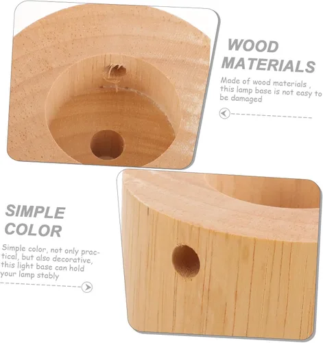 Miniatura 8 de DOITOOL Lámpara de mesa de madera Base Base Cilindro Diseño Moderno Lámpara Soporte Luz de noche para escritorio