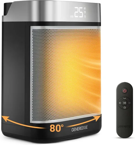 Calentador de espacio portátil para uso en interiores - Calentador eléctrico PTC de 1500 W con termostato digital, control remoto, oscilación de