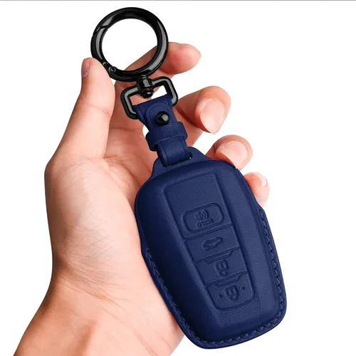 Miniatura 12 de Tukellen Funda para llavero Toyota de piel auténtica con llavero, protector de cuero compatible con Rav4 2019-2025 2020-2022 Highlander Corolla Negro