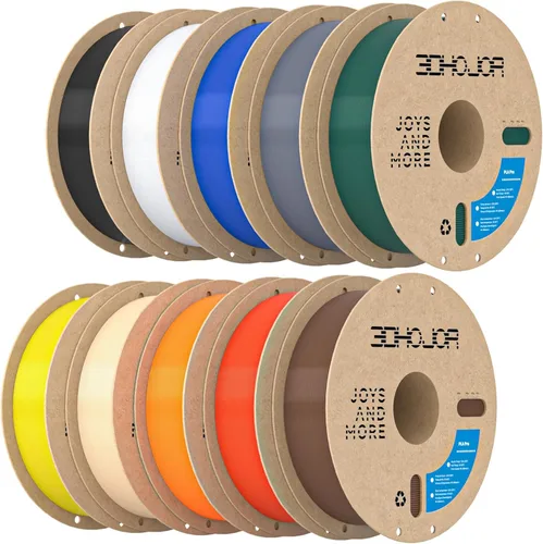 Miniatura 62 de 3DHoJor PLA+ 3D Printer Filament Bundle, Multicolor PLA+ Filament 1.75mm, Vacuum Packed, 0.25kg*8 Pack, 2kg Total, Black+Bone