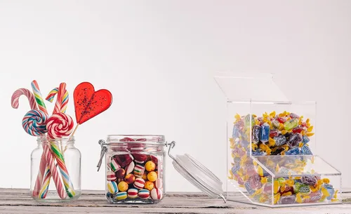 Miniatura 2 de Dispensador de dulces Inevibe - Soporte de almacenamiento acrílico a granel con dos tapas para montaje en superficie o en pared - Almacena