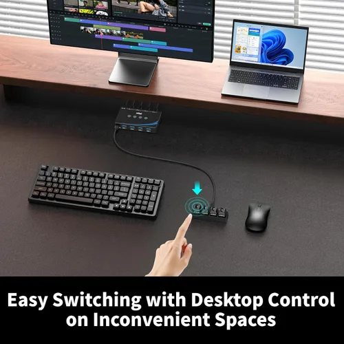 Miniatura 4 de eKL interruptor USB 3.0 para compartir periféricos entre 4 computadoras, interruptor USB de 4 puertos para compartir ratón, teclado, escáner