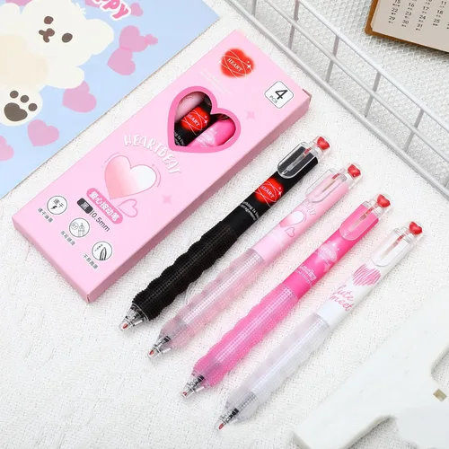 Miniatura 7 de 4 bolígrafos retráctiles estéticos de gel de agarre suave, tinta negra, bolígrafos de escritura con punta fina lisa de 0.020 in, suministros