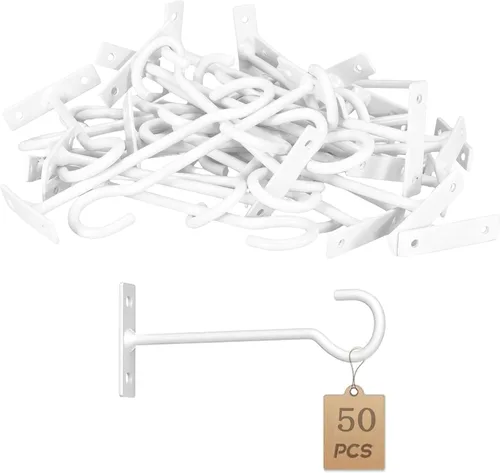Miniatura 24 de Ganchos para plantas, paquete de 2 soportes de metal para colgar plantas de 6 pulgadas, gancho decorativo para comederos de pájaros, macetas, Negro