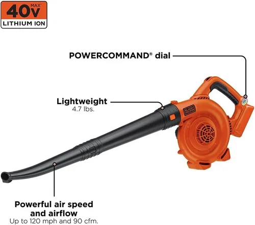 Miniatura 2 de Barredora de iones de litio Black and Decker de 40 V, Incluye batería de 40V, 24, Negro