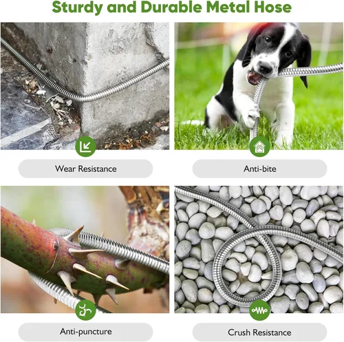 Miniatura 3 de Manguera de Jardín de Metal de 25 Pies, Manguera de Agua Resistente de Acero Inoxidable con Boquilla de 10 Funciones, Sin Torceduras, Resistente