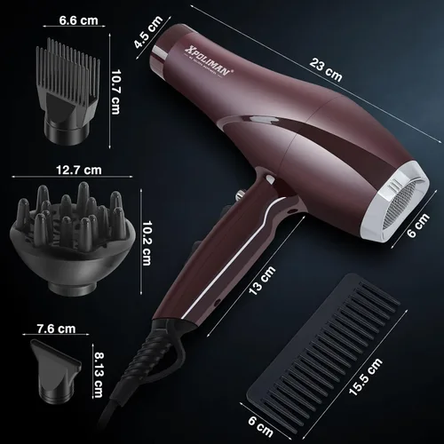 Miniatura 4 de Secadoras profesionales de pelo de 2000 vatios, ideales para salón de belleza, con motor de CA, de soplado iónico negativo con peine concentrador