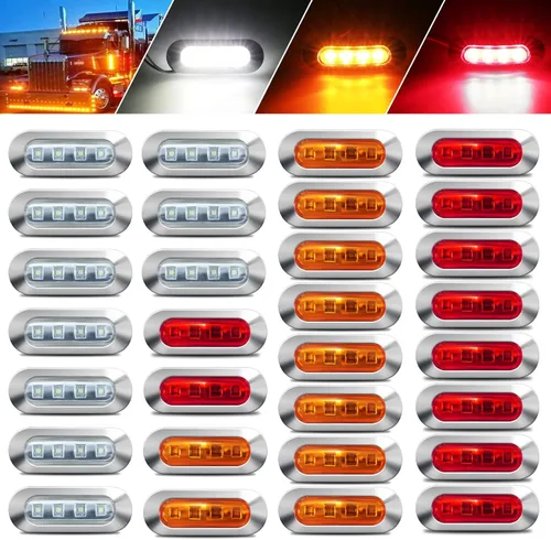 ALFU 30 piezas 12-24V 4 luces indicadoras laterales LED para marcador de lado delantero, trasero y cola, lámpara de despeje para remolque, camión,