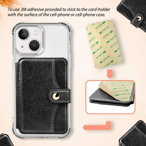 Miniatura 3 de M-Plateau Billetera para teléfono adhesiva, soporte delgado de tarjetas de crédito con adhesivo 3M para teléfono celular y funda de teléfono