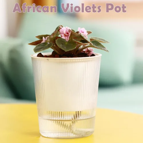 Miniatura 6 de Pack de 6 Macetas de 11.4 cm de Riego Automático y Transparentes para Plantas de Interior, Macetas de Plástico con Mecha para Orquídeas Medianas