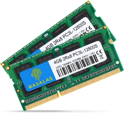 8 GB (2 x 4 GB) PC3L-12800S DDR3L 1600MHz 4GB RAM DDR3L PC3L-12800S 1600MHZ SODIMM 2Rx8 1.35V 204Pin CL11 Rasalas Kit de memoria para computadora