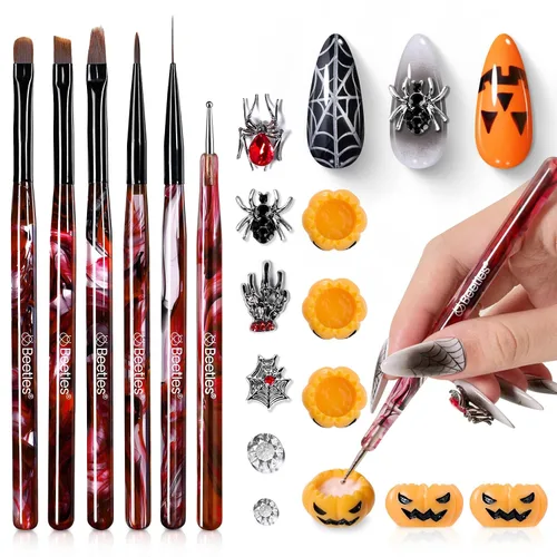 Miniatura 19 de Beetles Gel Polish Juego de 7 pinceles para arte de uñas, pinceles de diseño de uñas para esmalte de gel, manicura de salón de bricolaje