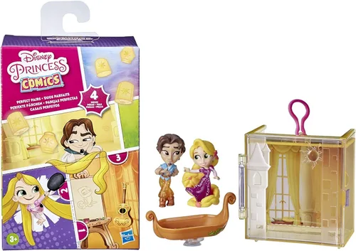 Miniatura 5 de Disney Princess Perfect Pairs Rapunzel, divertido juguete enredado con 2 muñecas, vitrina y soporte para barco, para niños de 3 años en adelante