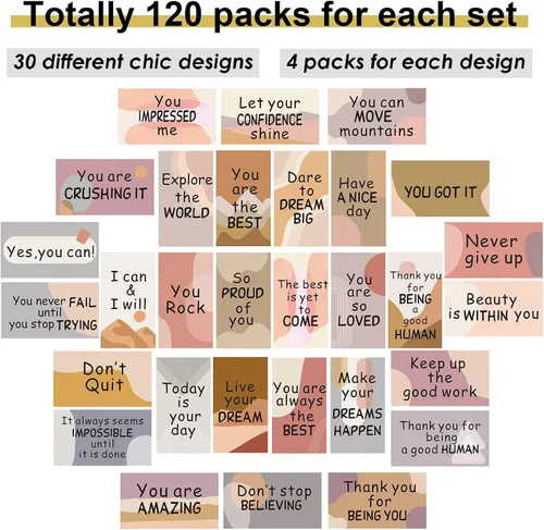 Miniatura 2 de Outus 120 tarjetas con citas motivacionales de motivación, agradecimiento, gratitud, motivación comercial, 30 estilos, 3.5 x 2 pulgadas
