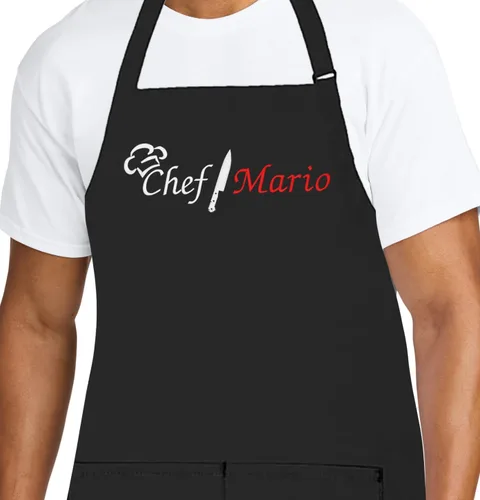 Miniatura 20 de Delantal de chef personalizado para hombres, diseño bordado personalizado, cocina profesional, barbacoa, parrilla, para papá, decorado en Estados