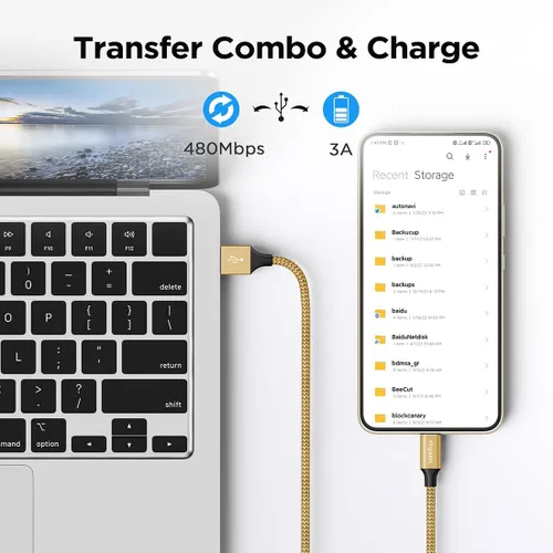 Miniatura 3 de etguuds Cable USB a USB C de 2 pies, paquete de 2 cables de carga USB A a tipo C de carga rápida para Samsung Galaxy A17 A16 A15 A26 A36 A56, S25