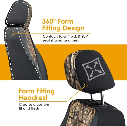Miniatura 3 de Fundas de asiento resistentes Mossy Oak LPI Truck para asientos delanteros; Se ajustan a SUV o camiones de tamaño completo; Incluye bolsillos