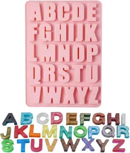 Miniatura 3 de Molde de alfabeto de 26 cavidades molde de letras de crayola molde de alfabeto de silicona moldes de chocolate de silicona Gran profundidad, fácil