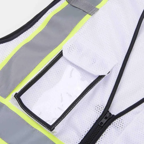 Miniatura 3 de SV2520 - Chaleco de seguridad de malla ultra fresco de lujo, 2 pulgadas reflectante con encuadernación amarilla, cremallera, 9 bolsillos