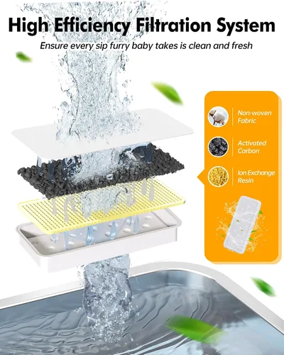 Miniatura 3 de Fuente de agua para perros de 2 galones, fuente de agua de acero inoxidable para perros grandes, múltiples gatos, fuente de agua para mascotas