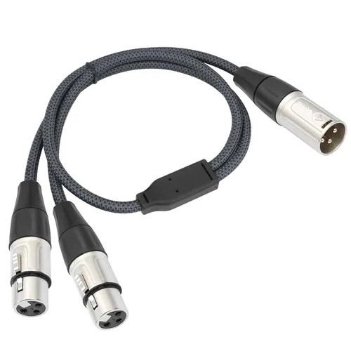 Devianl XLR y Splitter - Cable divisor XLR y 2 hembra a 1 macho, equilibrado de doble hembra a macho, adaptador de cable de micrófono combinador, 2