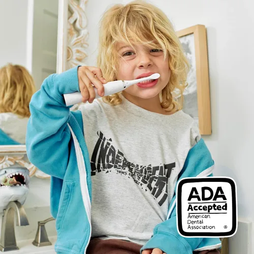 Miniatura 2 de Made by Dentists Cepillo de dientes eléctrico para niños, cepillo de dientes vibratorio recargable con temporizador, incluye 6 cabezales