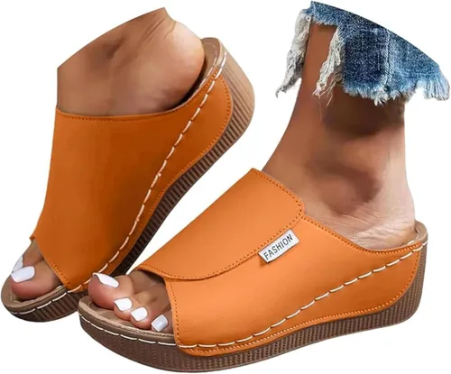 Miniatura 5 de Sandalias ortopédicas para mujer, con plataforma elegante, cómodas, ortopédicas, informales, para verano, con soporte de arco Rosa
