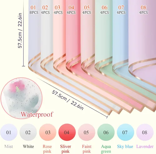 Miniatura 2 de Tenare Juego de papel de regalo de flores y cinta, 36 hojas de papel de regalo de ramo con cinta de satén de doble cara de 50 yardas para regalo