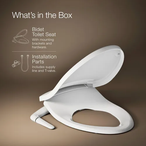 Miniatura 8 de Kohler PureWash M250 Asiento de Inodoro Bidé Alargado Manual, Blanco, Tapa de Cierre Silencioso Previene Portazos, Agua Fría, Instalación Fácil