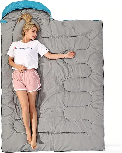 Miniatura 6 de SWTMERRY Saco de dormir para 3 estaciones (verano, primavera, otoño) clima cálido y fresco, ligero, impermeable, para uso en interiores y Verde