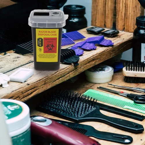 Miniatura 6 de Estuche dispensador de cuchillas, 2 unidades, contenedor de desecho, estuche dispensador de cuchillas, estuche de almacenamiento de peluquería