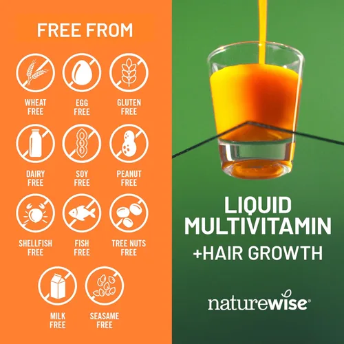 Miniatura 8 de NatureWise Multivitamínico líquido para el crecimiento del cabello para mujeres y hombres + Tocogaia para el crecimiento del cabello