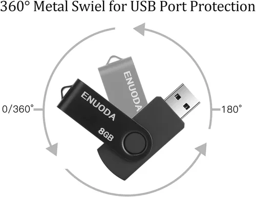 Miniatura 5 de Unidad flash de 8 GB, paquete de 2 unidades de memoria ENUODA Thumb Drives de 8 GB, diseño giratorio USB 2.0, unidad de bolígrafo