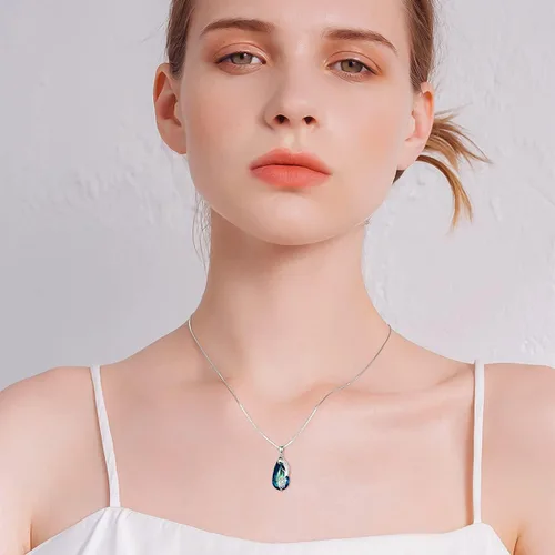 Miniatura 5 de PELOVNY Collares para mujer, regalo para el día de la madre, collar de plata de ley 925, collar con colgante de animales de larimar, zorro, león