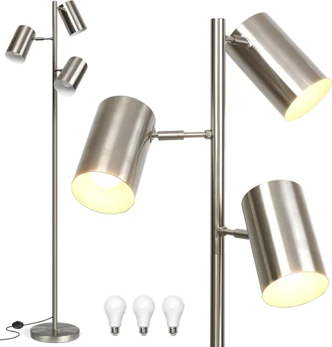 Miniatura 11 de Ldeco lámpara de pie de árbol con 3 luces de 9W, bombillas LED E26, lámpara de pie alta y negra con 3 luces ajustables y giratorias, lámpara de pie
